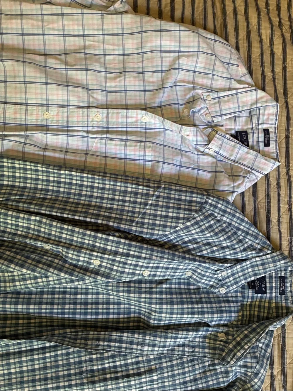 J. Crew Men’s Light Blue and Blue Plaid Button-Down Shirts